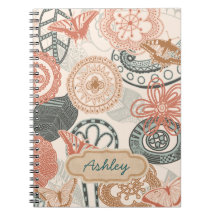 doodles and butterflies spiral note book