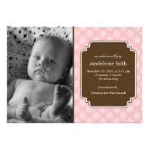 Dot Delight Baby Girl Birth Announcement