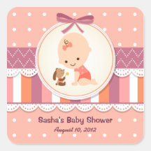 Dots & Stripes Baby Shower Label Stickers