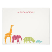 Dotty Animals Thank You Cards - Pink Custom Invitation