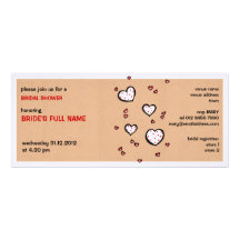 Dotty Hearts kraft Bridal Shower Invitation
