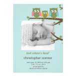 Dotty Owls Baby Boy Birth Announcement