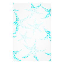 Dotty Starfish Pattern in Turquoise and White. Customised Stationery