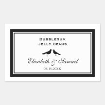 Double border love birds wedding reception candy rectangle sticker