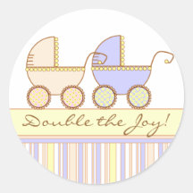 Double Carriage Twin Girl and Boy Sticker