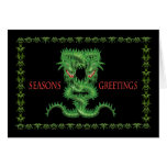 Double Green Dragon Christmas card.