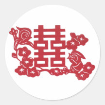 Double happiness Birds Round Stickers