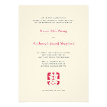 Double happiness hei red asian wedding invitation