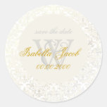 Double Lace Cream Damask/monogram stickers