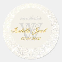 Double Lace Cream Damask/monogram stickers