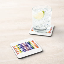 Double Rainbow Barcode Beverage Coaster