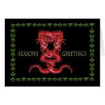 Double Red Dragon Greetings Card