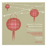 Double Xi Lanterns Chinese Wedding 2in1 Invite