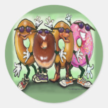 Doughnut Party Round Sticker