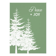 Douglas Fir Forest Holiday Card: Peace + Joy, Flat Personalized Announcement
