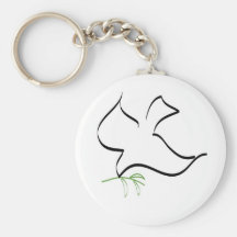 Dove and Olive Branch Image Key Chain