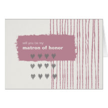 Dove Grey and Pink Be My Matron of Honour Cards