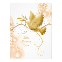 Dove n swirls catholic wedding personalised invite