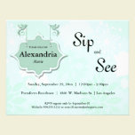 Doves And Mint Green Sip And See Baby Invite invitations