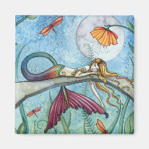 Down by the Pond Mermaid Art Refrigerator Magnet