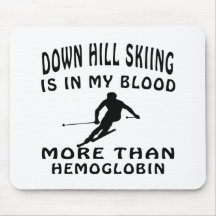 Down Hill Skiing designs Mousepads