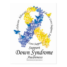 Down Syndrome Ribbon of Butterflies Postcard