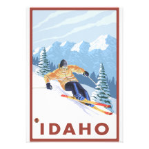 Downhhill Snow Skier - Idaho Personalized Invitations
