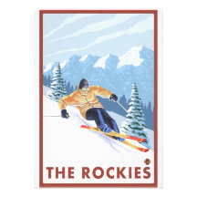 Downhhill Snow Skier - The Rockies Custom Invitations