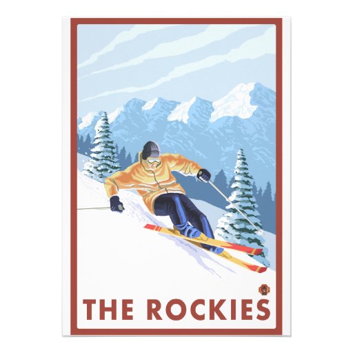 Downhhill Snow Skier - The Rockies Custom Invitations