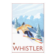 Downhhill Snow Skier - Whistler, BC Canada Gallery Wrapped Canvas