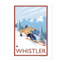 Downhhill Snow Skier - Whistler, BC Canada Postcards