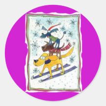 DOWNHILL DOGGIES ROUND STICKERS