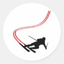 downhill ski skiing red track stickers