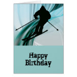 Downhill Skier on Icy Ribbons Card