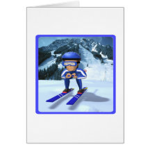 Downhill Skiing 2 Greeting Cards