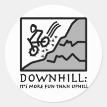 Downhill Thrill Mountain Biking Round Sticker