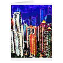 Downtown Hong Kong: China: Greeting Card