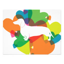 Doxie Colourful Heart Design Custom Invite