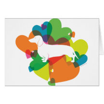 Doxie Colourful Heart Design Greeting Cards