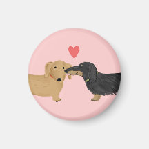 Doxie Smooch with Heart Refrigerator Magnets