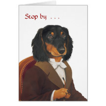 DR078 dachshund, Stop by  . . . Greeting Card