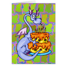Dragon and Birthday Cake Card