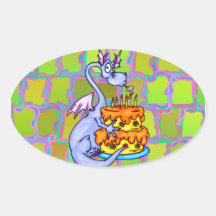 Dragon and Birthday Cake Sticker