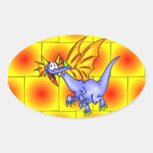 Dragon In Flight Oval Sticker