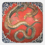 Dragon Katsushika Hokusai Square Sticker