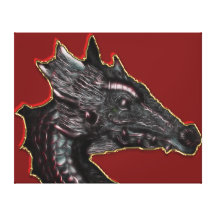 Dragon On Red Gallery Wrap Canvas