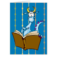 Dragon Reading Book Greeting Card