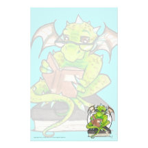 Dragon Reading fantasy art stationery letter paper