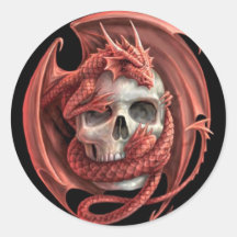 Dragon Skull Round Sticker