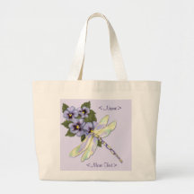 Dragonfly and Pansies Canvas Bags
